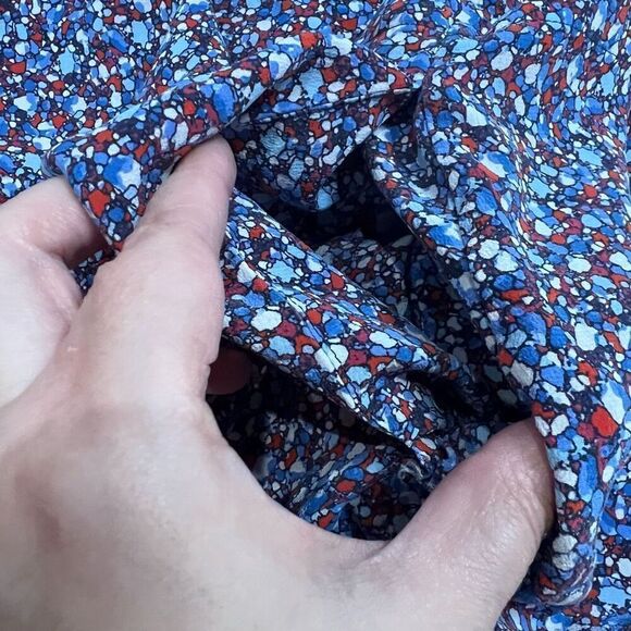 Tory Burch Blue Red Printed Mini Shirt Dress Full Button Front 14 Women - Picture 10 of 10